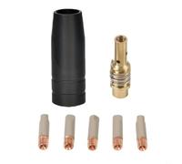 Juego de 7 puntas de soldadura MIG con boquilla de revestimiento negro y soporte de punta para linterna MB15 15AK, puntas de contacto de cobre rojo de 0,6 a 1,2 mm para proyectos de soldadura