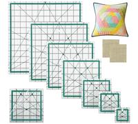 Juego de 7 reglas cuadradas para acolchar, 2.5, 3.5, 5, 6.5, 8, 10 y 12.5 pulgadas, acrílicas con almohadillas antideslizantes, marcas transparentes de doble color, líneas angulares para coser y
