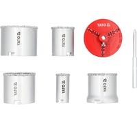 Juego de 7 sierras de corona de tungsteno de 33 a 83 mm, de carburo cementado, YG8, con broca de centrado y placa de montaje, para mampostería, hormigón, cerámica, hormigón celular, en maletín de