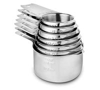 Juego de 7 tazas medidoras apilables de acero inoxidable para medir ingredientes secos o líquidos, utensilios de cocina, tazas medidoras de metal, ideales para cocinar y hornear