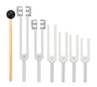 Juego de 7 tenedores de afinación de chakras para curación, frecuencias de precisión, construcción de aleación de aluminio, incluye golpeador de madera