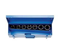 Juego de 7 vasos de impacto 1" hexagonales en caja met?lica, 24-38mm