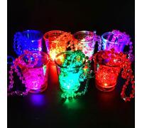 Juego de 7 vasos de licor con cadena de colores, cristal de tiro plástico, taza luminosa, accesorio festivo para bodas, fiestas y regalos (colorido)