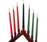 Juego de 7 velas de tallo de colores - Velas navideñas cónicas de 10 pulgadas (3 rojas, 3 verdes, 1 negra), velas decorativas puntiagudas para mesas de vacaciones, decoración del hogar y