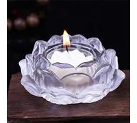 Juego de 7 velas perfumadas con soporte para luz, candelabro de flores de loto, cristal de cristal, vela de cristal para el hogar (blanco, talla única)