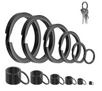 Juego de 70 llaveros de 35 mm, 32 mm, 30 mm, 28 mm, 25 mm, 20 mm, color negro, juego de llaves para manualidades, llavero estable y plano para llaves, manualidades, 6 tamaños