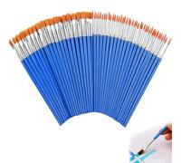 Juego de 70 pinceles redondos y planos para pintura acrílica y acuarela, set completo de pinceles de nylon para artistas, manualidades y uso escolar en múltiples técnicas, mango ergonómico,