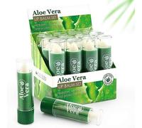 Juego de 72 bálsamos labiales Aloe Vera de larga duración hidratante cuidado labial unisex tamaño completo caja de exhibición Reino Unido, bálsamo labial al por mayor