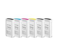 Juego de 72 Cartuchos Tinta 6 Colores, Compatible con HP Designjet | 130 ml cada uno,tinta de tinte y pigmento Impresoras T610/T620/T770/T790/T795/T1100/T1120/T1200/T1300/T2300(1 set)