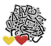 Juego de 72 parches bordados con letras de la A a la Z y números de 0 a 9 para ropa, vestidos, sombreros, jeans, accesorios de bricolaje, negro