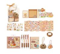 Juego de 73/105/127 piezas de suministros escolares para niños, incluye cuaderno pequeño, notas, papel, bolígrafo, pegatinas, llavero, marcapáginas, accesorios de arte