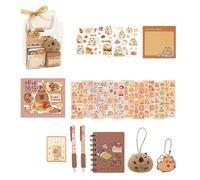 Juego de 73/105/127 piezas de suministros escolares para niños, incluye cuaderno pequeño, notas, papel, bolígrafo, pegatinas, llavero, marcapáginas, accesorios de arte