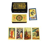 Juego de 78 cartas de tarot de lámina dorada, cartas doradas con guía de 36 páginas, PVC, impermeable y antiarrugas, baraja de tarot, para principiantes, versión inglesa (Loto dorado, Dorado)