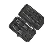 Juego de 8/12/15/20/24 piezas de cortaúñas de acero inoxidable para el hogar, cuchara de oído, tijeras de pedicura, herramienta para belleza (8 unidades, color negro)