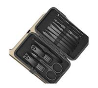 Juego de 8/12/15/20/24 piezas de cortaúñas de acero inoxidable para el hogar, cuchara de oído, tijeras de pedicura, herramienta para belleza (12 unidades, color negro)