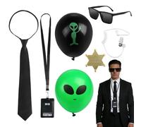 Juego de 8 accesorios de disfraz de agente secreto para adultos y niños, kit de disfraz de fiesta de disfraces de espía para carnaval, juego de rol con corbata, tarjeta de identificación, tarjeta de