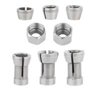 Juego de 8 adaptadores de pinza de enrutador, compatibilidad de varios tamaños para enrutadores de recorte, sistemas de sujeción de múltiples superficies, portabrocas ligero para recortadora