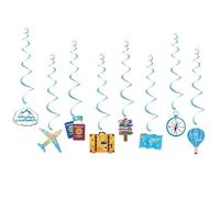 Juego de 8 adornos colgantes en espiral para viajes, "La aventura comienza", buen viaje, decoración de despedida y jubilación, suministros para fiestas en todo el mundo, cumpleaños, bodas y bebés