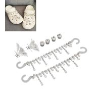 Juego de 8 adornos para zapatos: mariposa, corazón y hebilla redonda.