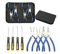 Juego de 8 alicates de clip en C, alicates de anillo a presión de 7 pulgadas, alicates de clip interno externo resistente con kit de gancho de sellado de aceite de precisión para quitar abrazaderas de