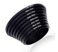 Juego de 8 Anillos Adaptadores Step-Up para Filtros de Objetivo: 49mm, 52mm, 55mm, 58mm, 62mm, 67mm, 72mm, 77mm, 82mm, Anillos Adaptadores de Filtro Compatible con Diversas Marcas de Cámaras