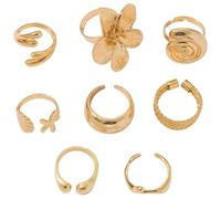 Juego de 8 anillos de oro para mujer, anillos bohemios de conchas marinas, joyería apilable de estrellas de mar, surtido de anillos llamativos, 1,7-1,8 cm de diámetro interior