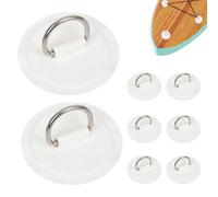 Juego de 8 anillos en D blancos, 8 cm, parches de acero inoxidable, parches de anillo en D de PVC, no incluye pegamento, adecuado para tablas de remo inflables de barco, kayaks, tablas de surf