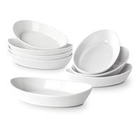 Juego de 8 Bandeja Horno Ceramica Ovaladas, Platos para Lasaña, Fuente para Horno Pequeña, para Lasañas, Pasteles, Tapas y Más - 300ml Porción individual - 19.5 x 11.3 x 3.7cm