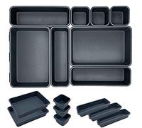 Juego de 8 bandejas de almacenaje de cajón, organizadores, cajón, cocina, separadores de cajones de plástico, muy profundos, forma universal, para mantener el cajón bien organizado para oficina y casa