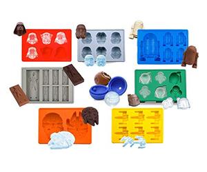 Juego de 8 bandejas de Hielo de Silicona de Star Wars: Stormtrooper, Darth Vader, X-Wing Fighter, Millennium Falcon, R2-D2, Han Solo, Boba Fett y Death Star Ideal para gelatina, jabón para Hornear