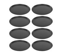 Juego de 8 bandejas redondas de 40 cm de diámetro, antideslizantes, para restaurante/bar, para empresas comerciales, juego de bandejas negras con borde elevado, apto para lavavajillas