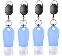 Juego de 8 botellas de silicona para viajes, 60 ml, con gancho para almacenamiento de cosméticos, artículos de tocador, botellas de maquillaje vacías portátiles recargables para viajes y uso diario