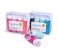 Juego de 8 botellas de viaje de 90 ml (2 bolsas pequeñas de 4 unidades) - Botella de silicona a prueba de fugas - Botellas de viaje para rellenar equipaje de mano - Contenedores para avión, tren