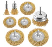 Juego de 8 brocas de cepillo de rueda de alambre, cepillos de metal para taladro vástago de 1/4 pulgada para limpiar óxido, escamas y abrasivos accesorio de taladro