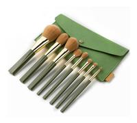 Juego de 8 brochas de maquillaje de madera maciza, color verde brillante