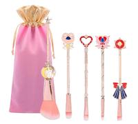 Juego de 8 brochas de maquillaje de Sailor Moon Magical Girl doradas, brochas de sombra de ojos rosa, delineador de ojos, cejas, kit de brochas cosméticas esenciales