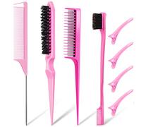 Juego de 8 brochas para burlas, peine con pinzas para el cabello, peinado, peinado, peinado, doble filo, peine triple de burlas, peine de cola de rata resistente para mujeres, niñas, niños,