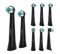 Juego de 8 cabezales de cepillo de dientes eléctrico Oral-B iO serie 2/3/4/5/6/7/8/9/10, compatible con Oral-B IO, adecuado para encías sensibles, eliminación de placa más profunda, color negro