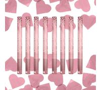 Juego de 8 cánones de confeti corazones oro rosa 60 cm - Alcance 6 a 8 m - Lanzador confeti boda salida de los novios Lluvia Metálica Air Comprimido - Zenda Club