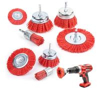 Juego de 8 cepillos abrasivos de nailon con vástago hexagonal de 1/4 pulgadas, cepillos de nailon para taladro eléctrico y destornillador inalámbrico en 8 tamaños, para eliminar el óxido, el color, la