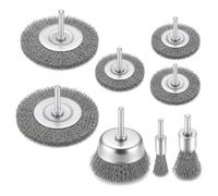 Juego de 8 cepillos de alambre para una limpieza a fondo. Eje de 1/4 de pulgada para eliminar el óxido. Accesorio para taladro. Ideal para el hogar y el jardín. Múltiples posibilidades de uso