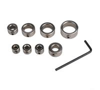 Juego de 8 collares de tope de profundidad con llave para integración de posicionador de anillo y funciones de limitación de profundidad de localizador de brocas