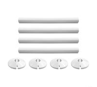 Juego de 8 cubiertas y collares para tubos de radiador de 15 mm a tubos de radiador de baño que ofrecen un aspecto de efecto cromado (blanco)