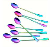 Juego de 8 Cucharas de Postre de Acero Inoxidable - Duraderas, Pulidas, Lavables en Lavavajillas - Adecuadas para Café, Té Helado y Cócteles - Perfectas para el Hogar, la Cocina o Fiestas