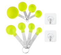 Juego de 8 Cucharas Medidoras, 2 Ganchos y Vaso Medidor de Acero Inoxidable para Hornear y Especias de Cocina
