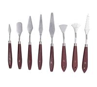 Juego de 8 cuchillos de pintura, cuchillos de paleta de acero inoxidable con mangos de madera, espátulas flexibles para mezclar colores en pintura al óleo y acrílica, kit