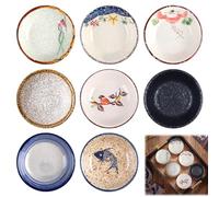 Juego de 8 cuencos de cerámica para salsa de soja, cuencos de tapas, cuencos de cerámica, cuencos de cerámica, cuencos de sushi vintage, diámetro de 10 cm, cuencos de especias, cuencos de aperitivos
