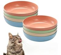 Juego de 8 cuencos para gatos (14 cm) de paja de trigo, ideal para comida húmeda y seca, 4 colores, para gatos, gatitos y hurones (S)
