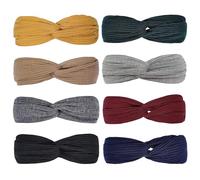 Juego de 8 diademas atadas para mujer, de alta elasticidad, deportivas, absorben el sudor, para limpieza facial, accesorio de moda, uso diario, varios peinados y ocasiones
