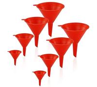 Juego de 8 embudos, filtro de plástico de boca ancha, embudo de filtro, embudos de cocina, embudos esenciales familiares, para cocina, botellas, cocina, laboratorio (rojo)
